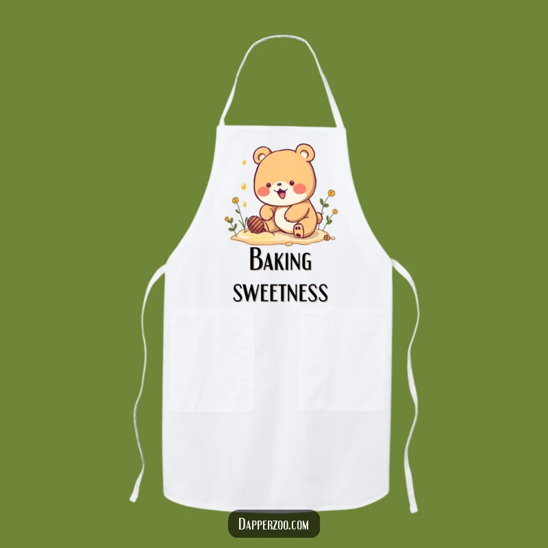 Funny Kawaii Bear Honey Dig Apron: Cook with Sweet Enthusiasm!