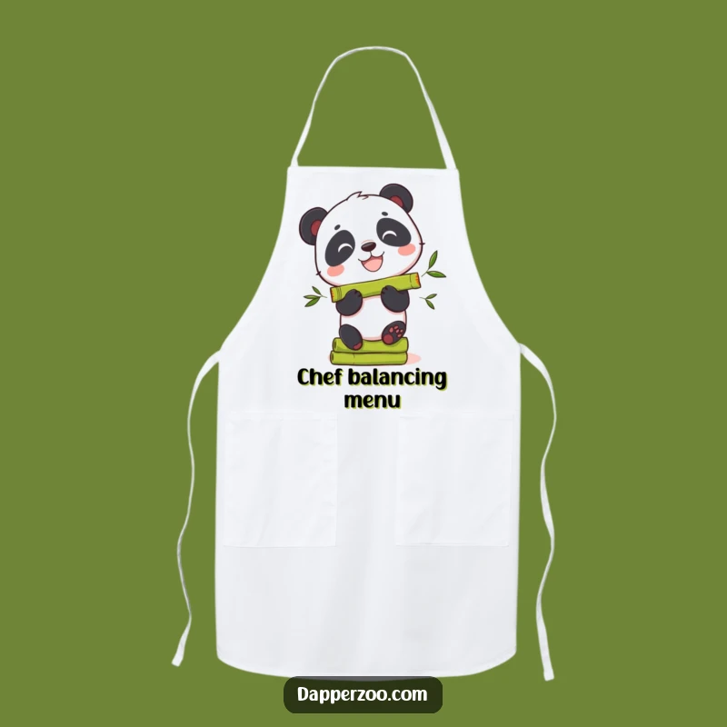 Funny Panda Bamboo Apron: Whimsical Grinning Bear, Practical Funny Gift for Cooks