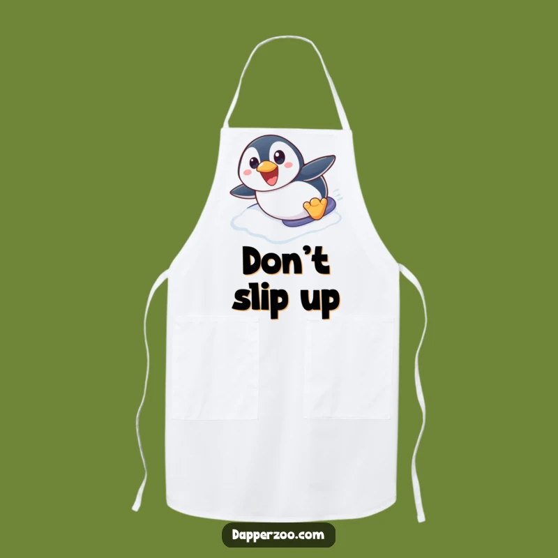 Funny Penguin Chef Apron: Cute Penguin Sliding, Hilarious Kitchen Gift!