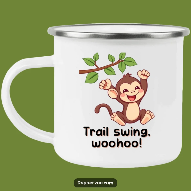Durable Funny Kawaii Monkey Swinging Camping Mug - Outdoor Adventure Gift