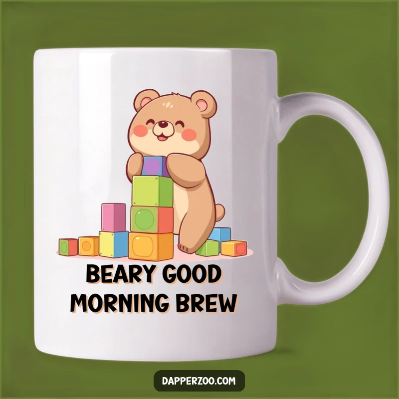 Funny Bear Blocks Mug - Playful, Precarious Tower, Perfect Gift for Builders