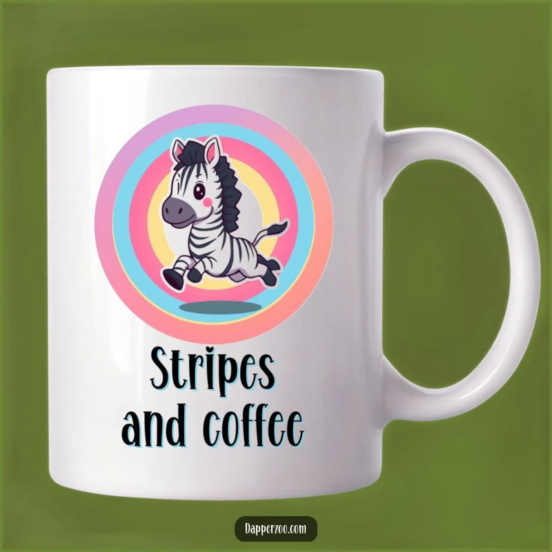 Funny Zebra Gallop Mug - Joyful Rainbow Ride, Perfect for Enthusiastic Gift Lovers