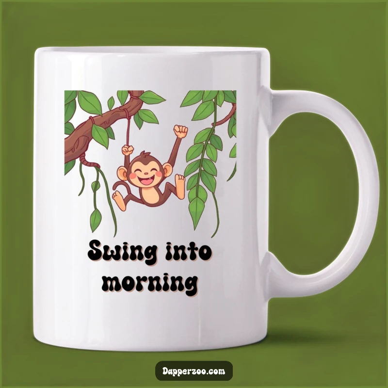 Funny Monkey Vine Swing Mug: Happy Monkey Grinning, Hilarious Jungle Gift!