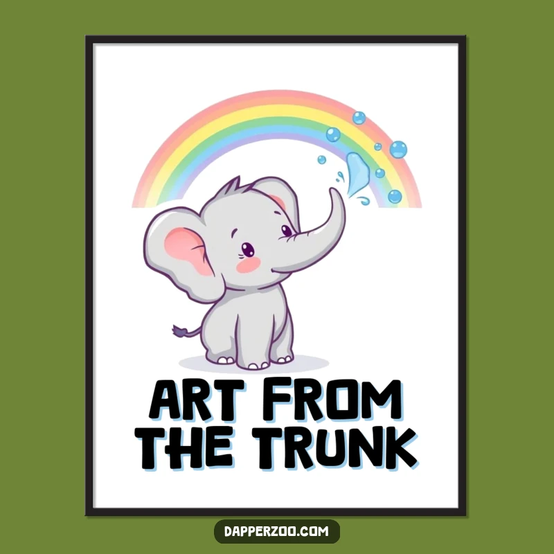 Funny Elephant Rainbow Spray Digital Art: Instant Color for Your Walls