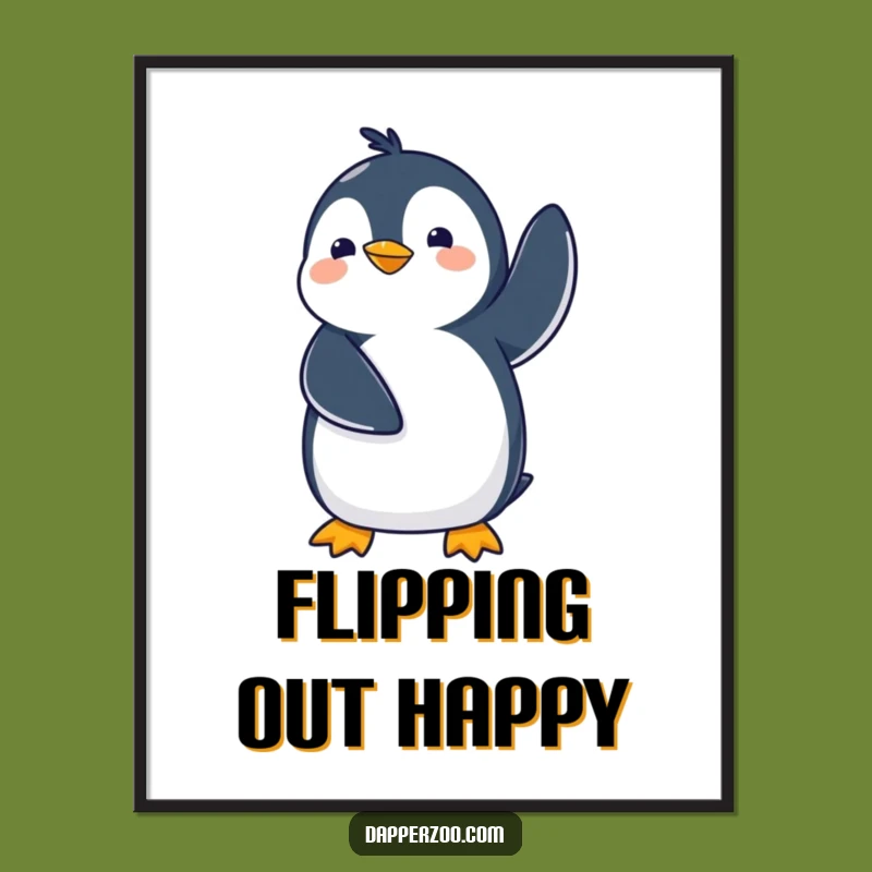 Funny Kawaii Penguin Waddling Digital Art - Instant Comical Download