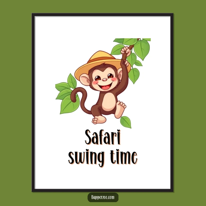 Funny Monkey Safari Digital Print - Instant Adventurous Wall Art with a Grinning Primate