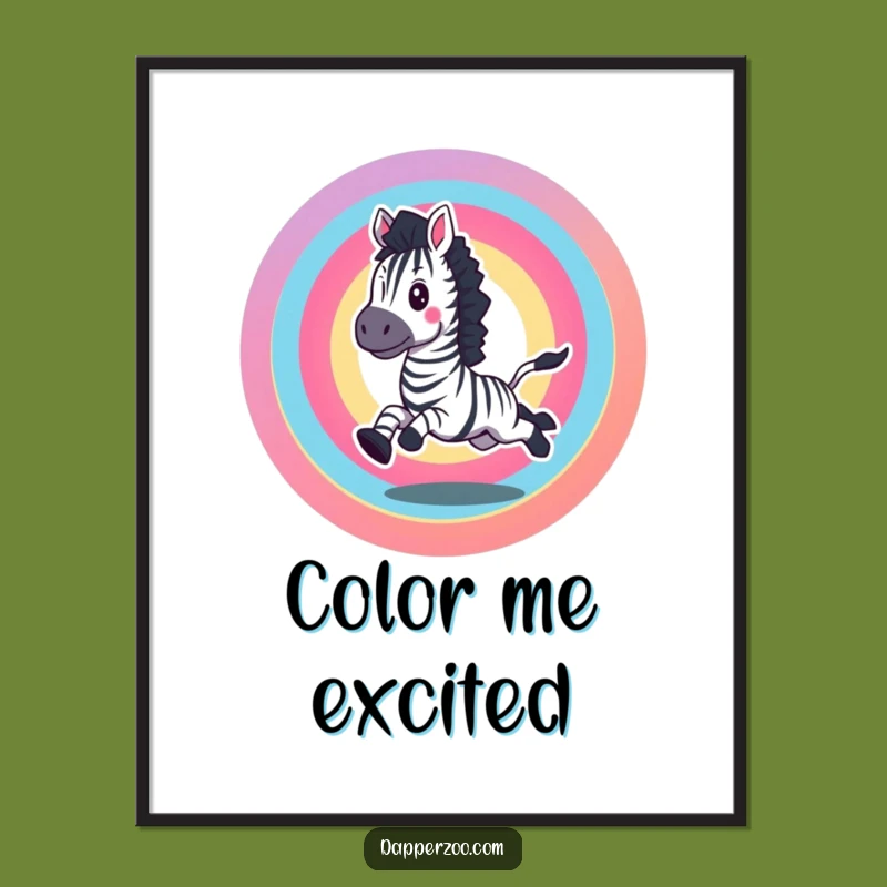 Funny Zebra Gallop Digital Print - Instant Rainbow Energy for Your Walls