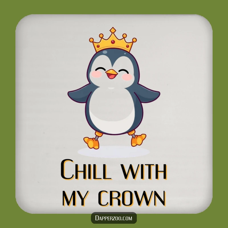 Funny Penguin Stilts Coaster - Regal Protection with Comedic Animal Art