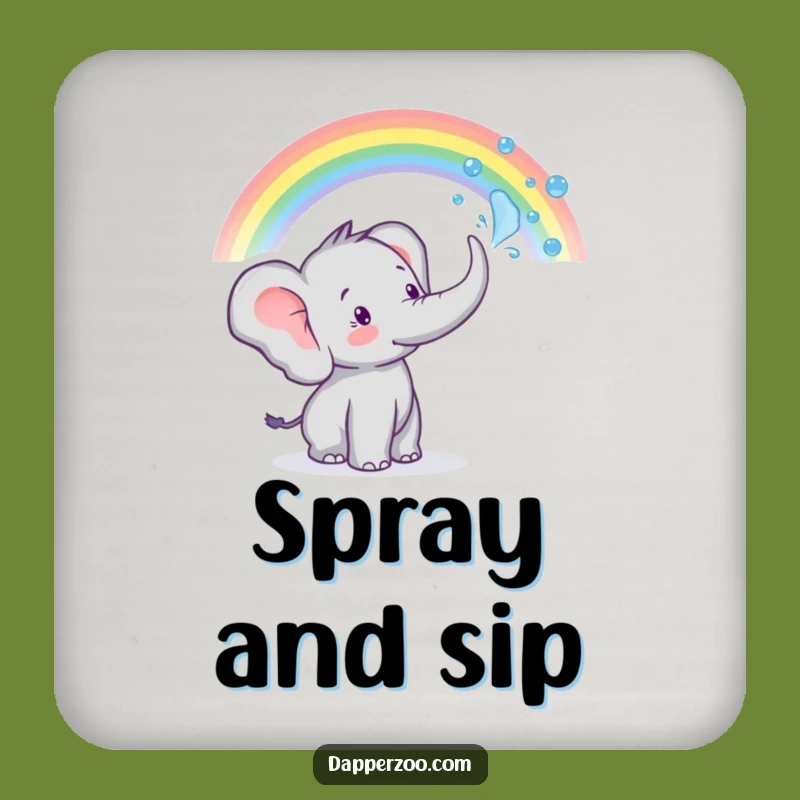 Funny Elephant Rainbow Spray Drink Coasters: Protect Surfaces with Magic