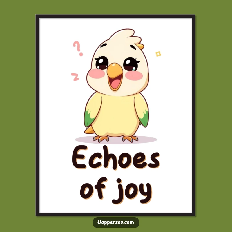 Funny Kawaii Parrot Mimic Poster: Humorous Wall Art for a Lively Space!
