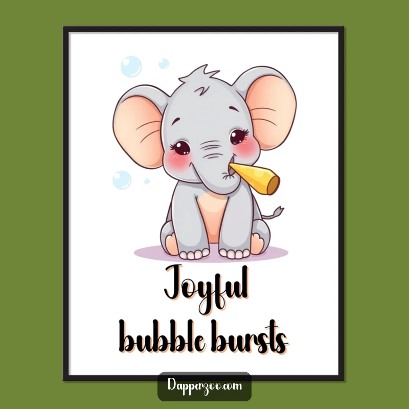 Funny Elephant Poster - Bubble Blowing Delight Wall Art