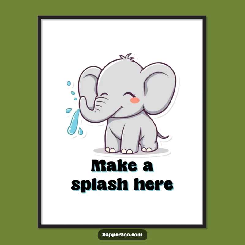 Funny Elephant Water Spray Poster - Hilarious Wall Art for a Cheerful Vibe