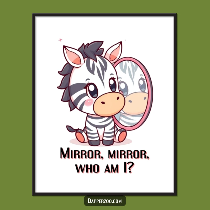 Funny Kawaii Zebra Surprise Poster: Hilarious Art for a Wide-Eyed Room!