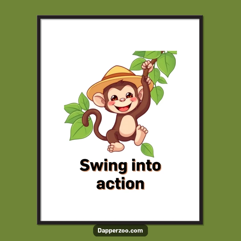 Funny Monkey Safari Poster - Adventurous Wall Art with a Grinning Primate