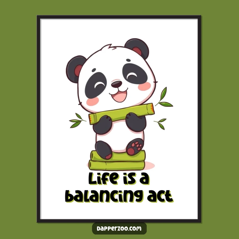 Funny Panda Bamboo Poster: Charming Grinning Bear, Delightful Funny Gift for Decor