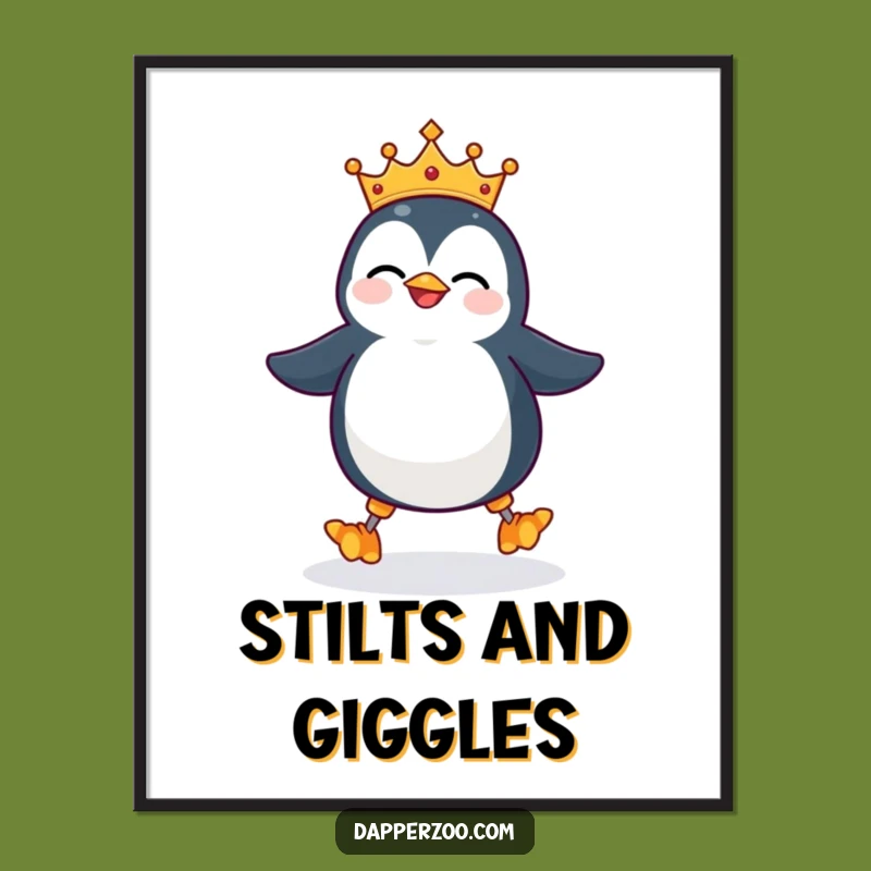 Funny Penguin Stilts Poster - Regal Comedy for Your Walls