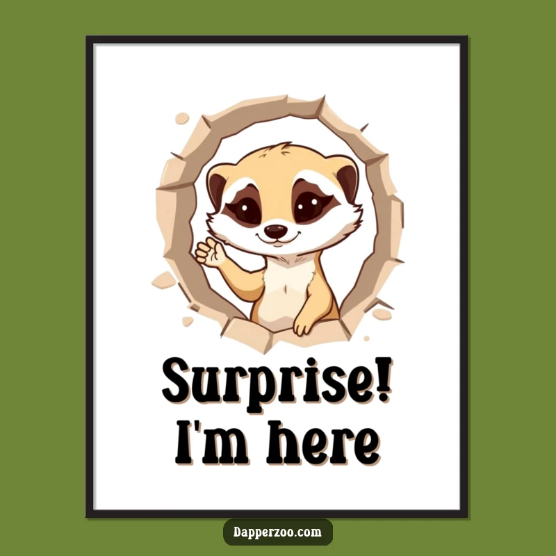 Funny Meerkat Poster: Vibrant Mischievous Character, Charming Funny Gift for Walls
