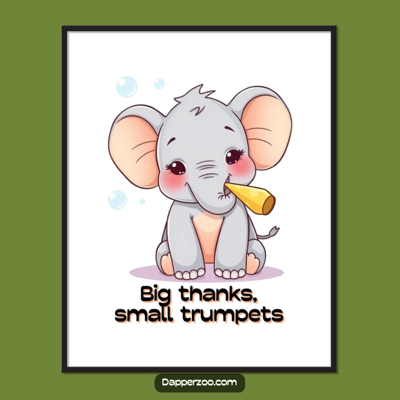 Free Printable Wall Art: Elephant Calf Bubbles Art - Downloadable Decor Gift