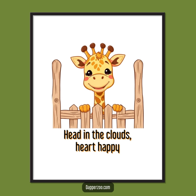 Free Printable Giraffe Wall Art: Grinning Over Fence Comical Downloadable Art
