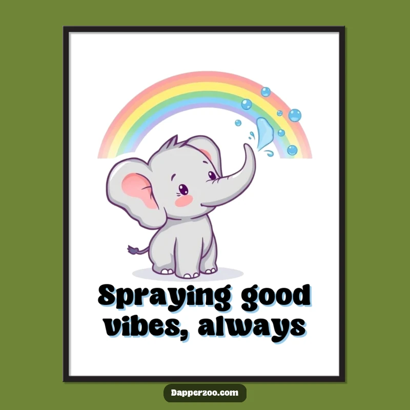 Free Printable Wall Art: Elephant Rainbow Spray Downloadable Decor
