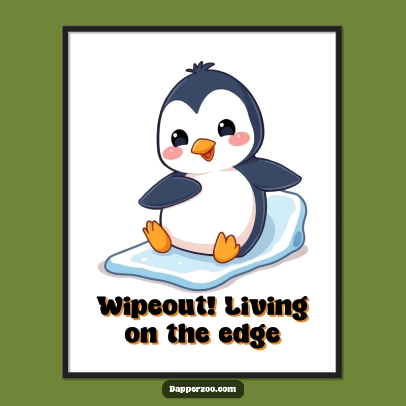 Free Printable Wall Art: Penguin Belly Slide Fun Downloadable Decor