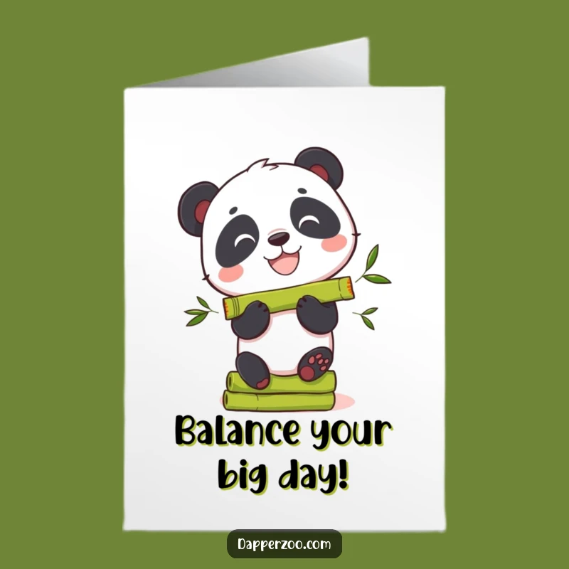 Free Printable Panda Birthday Card: Bamboo Balancing Bear Funny Downloadable Gift