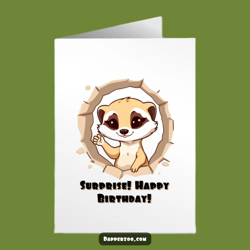 Free Printable Meerkat Birthday Card: Cheeky Winking Surfer Funny Downloadable Gift