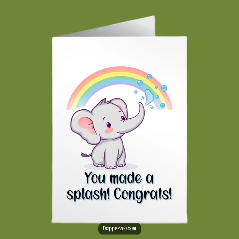 Free Printable Congrats Card: Elephant Rainbow Spray Downloadable