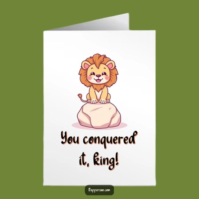 Free Printable Congrats Card: Lion Pose Regal Cheering Gift
