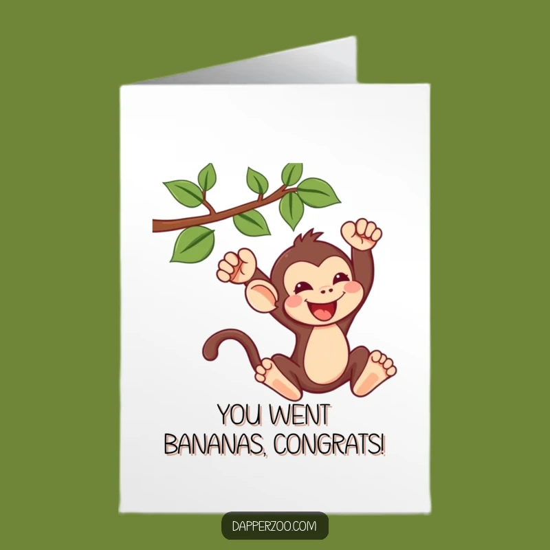 Free Printable Congrats Card: Swing to Success! Funny Kawaii Monkey, Downloadable Gift