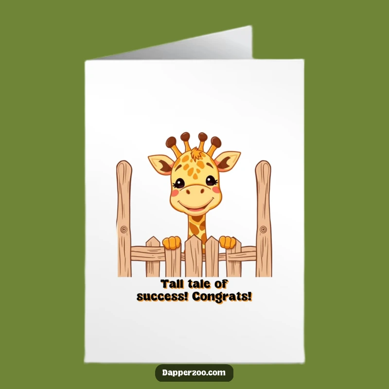 Free Printable Giraffe Congrats Card: Grinning Over Fence Downloadable Gift