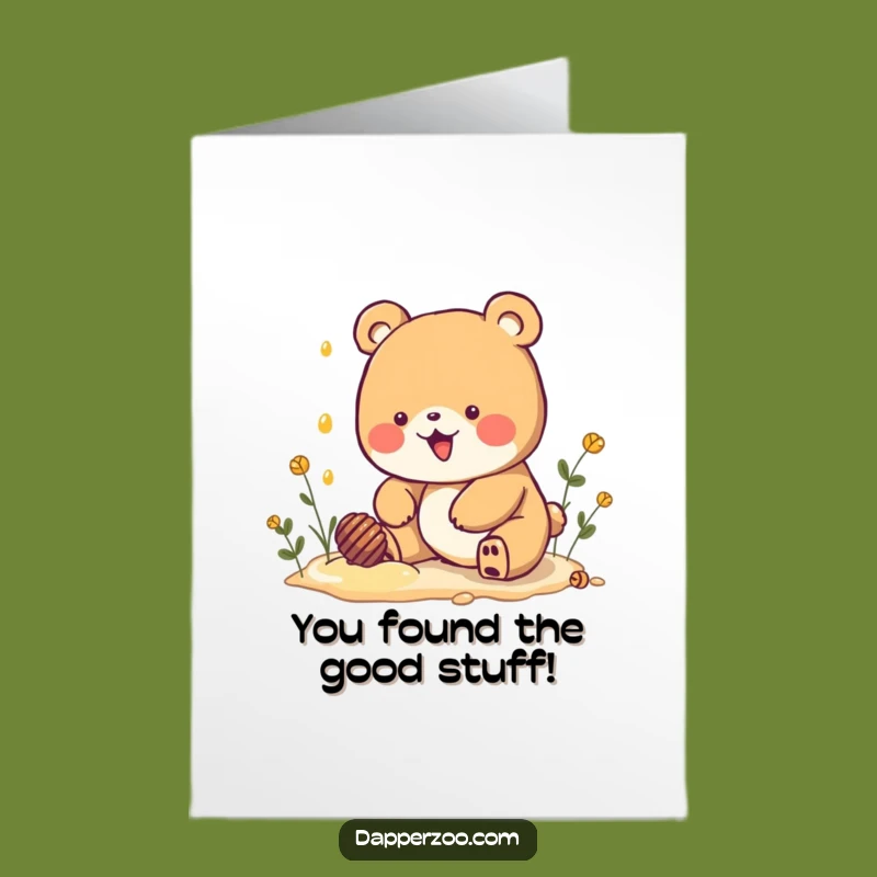 Free Printable Congrats Card: Excited Kawaii Bear Digging for Sweet Success