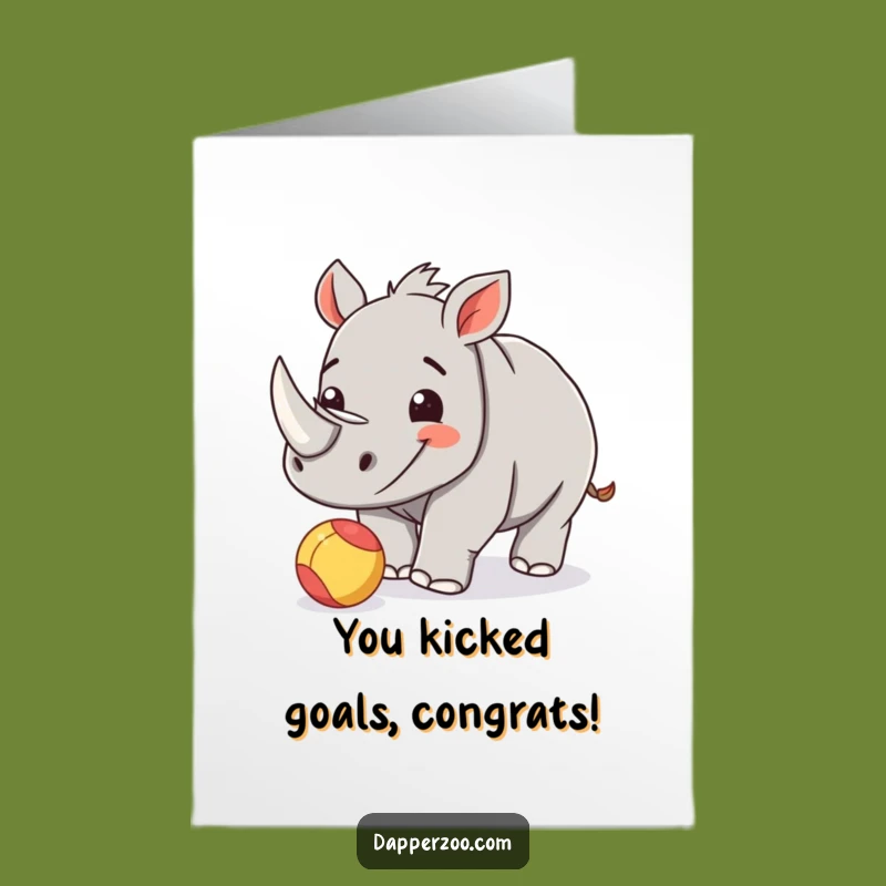 Free Printable Rhino Congratulations Card: Playful Calf Ball Nudge Funny Downloadable Gift