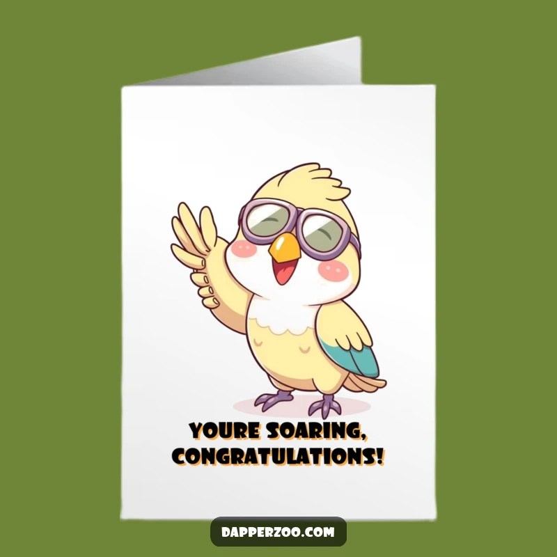 Free Printable Parrot Congratulations Card: Aviator Parrot Waving Success Downloadable Gift