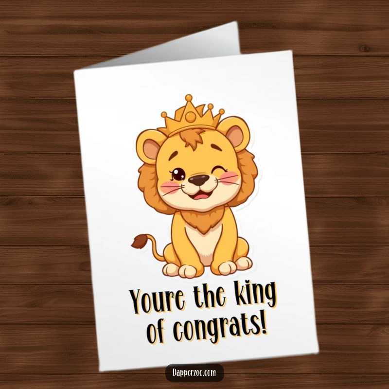 Funny Free Printable Congratulations Card: Lion cub cub king cub strike a pose, proud king, regal celebration, downloadable art