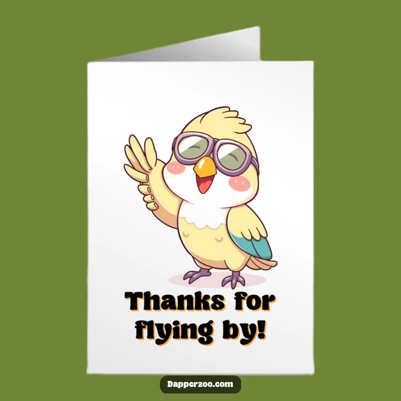 Free Printable Parrot Thank You Card: Aviator Parrot Waving Gratitude Downloadable Gift