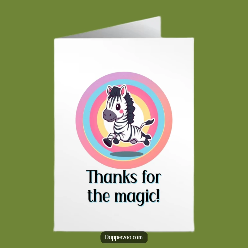 Free Printable Zebra Thank You Card - Rainbow Gallop Gratitude Downloadable