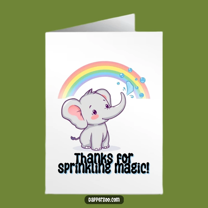 Free Printable Thank You Card: Elephant Rainbow Spray Downloadable