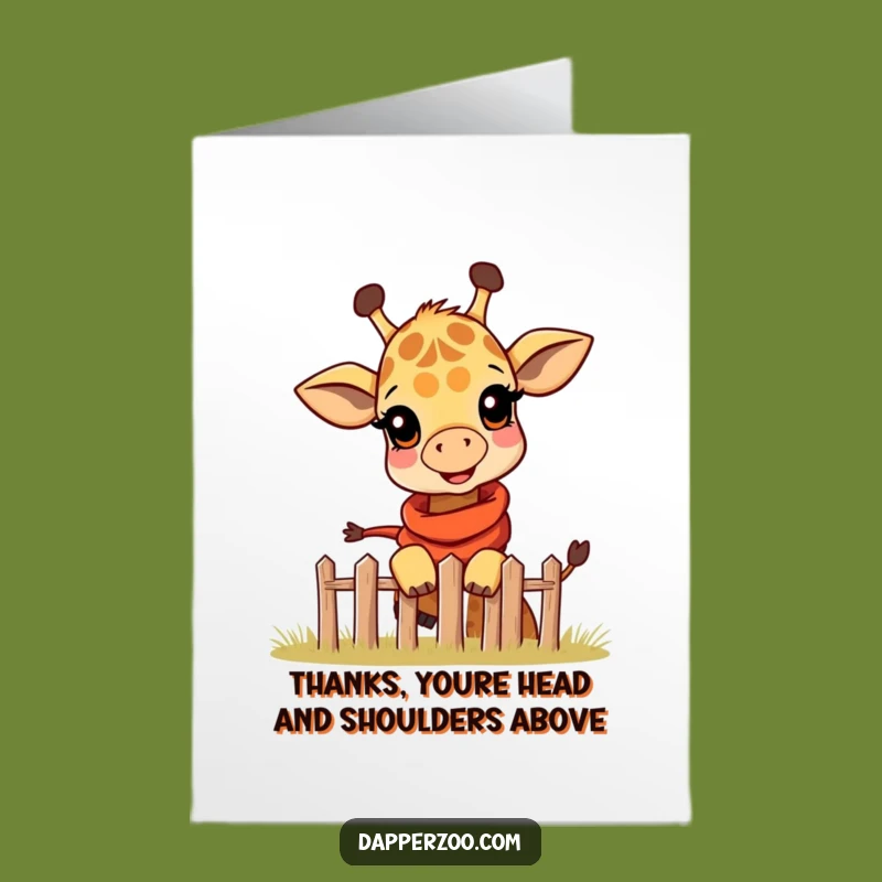 Free Printable Thank You Card: Giraffe Calf Peek Card - Downloadable Grateful Gift