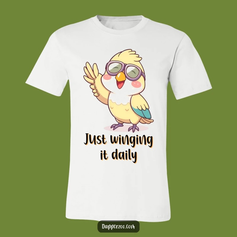 Funny Aviator Parrot T-Shirt: Playful Character Waving, Ultimate Funny Gift for Bird Enthusiasts