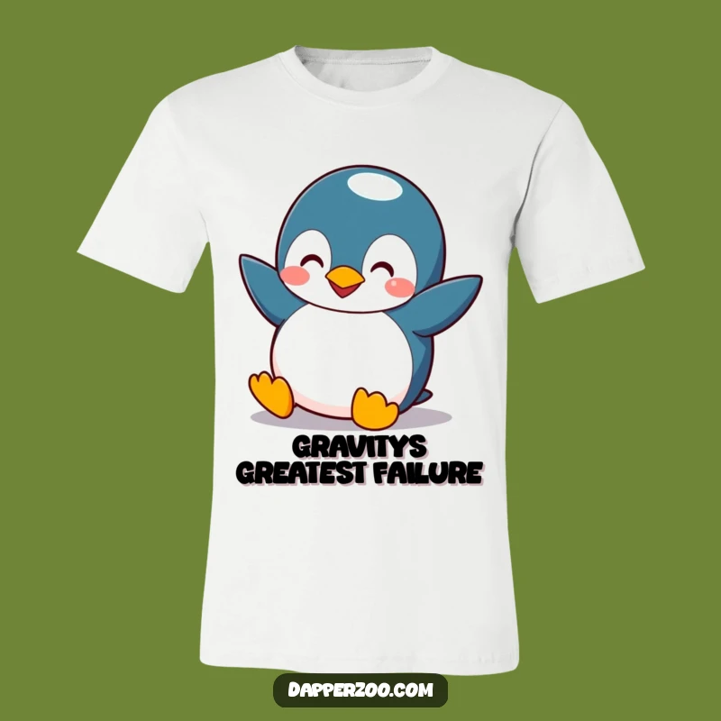 Funny Penguin Flying Attempt T-Shirt - Comical Bird Wings Tee, Great Gift