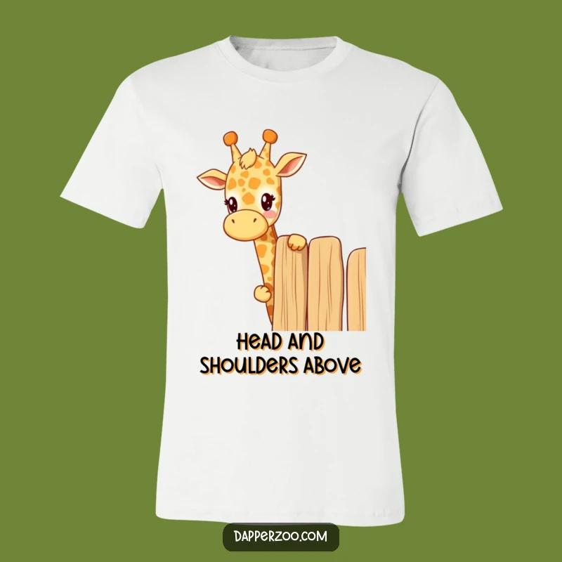 Funny Kawaii Giraffe Peeking T-Shirt - Curious & Humorous Style