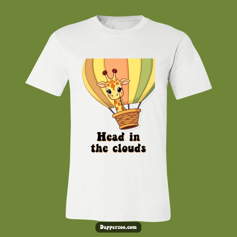 Funny Giraffe Balloon T-Shirt: Curious Giraffe Adventure, Hilarious Sky Gift!