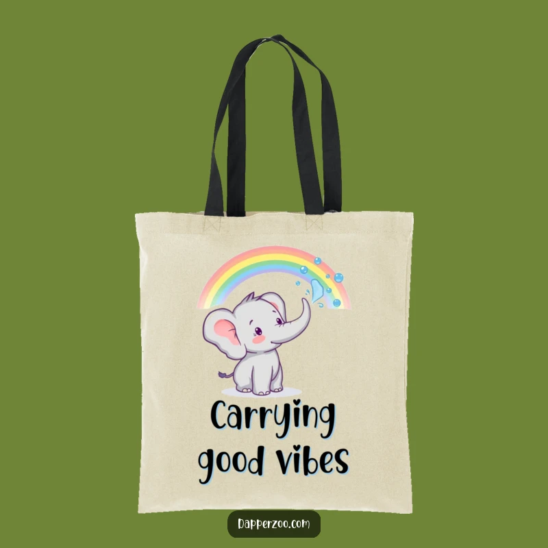 Funny Elephant Rainbow Spray Tote Bag: Carry Your Colors
