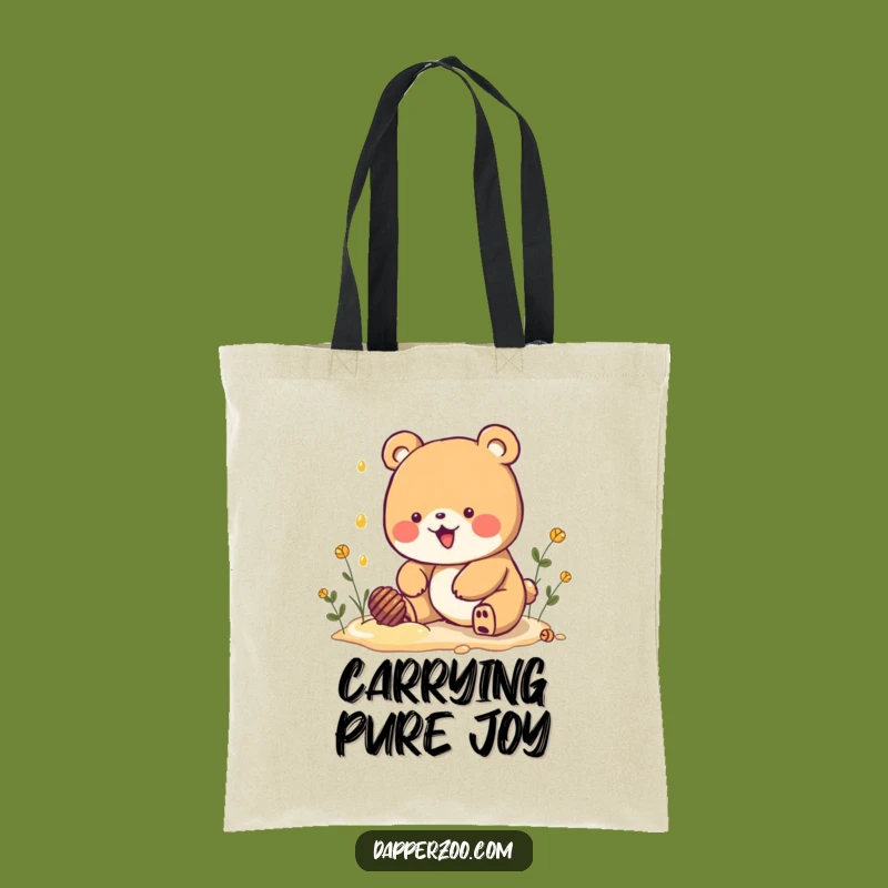 Funny Kawaii Bear Honey Dig Tote Bag: Carry Your Sweetest Dreams!