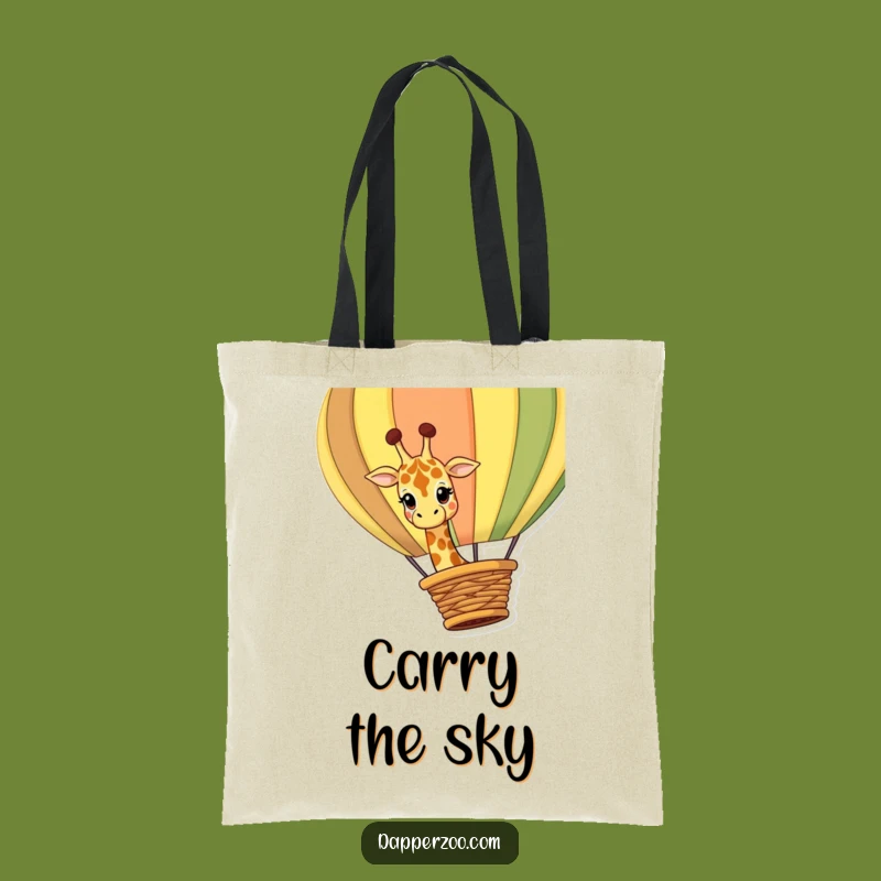 Funny Giraffe Balloon Tote Bag: Curious Giraffe Adventure, Hilarious Travel Accessory Gift!