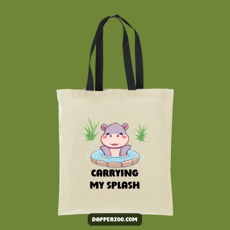 Funny Kawaii Hippo Splash Tote Bag: Carry Your Happy Vibes!