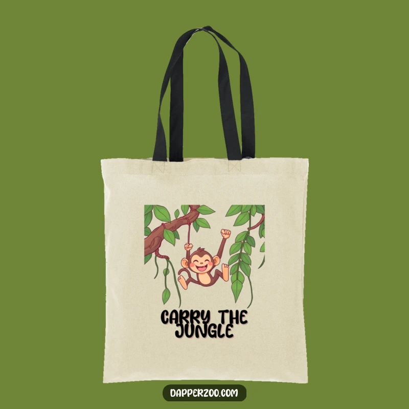 Funny Monkey Vine Tote Bag: Happy Monkey Swinging, Hilarious Jungle Accessory Gift!